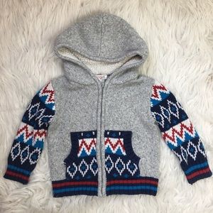 Toddler boy cardigan sweater coat Sherpa lined